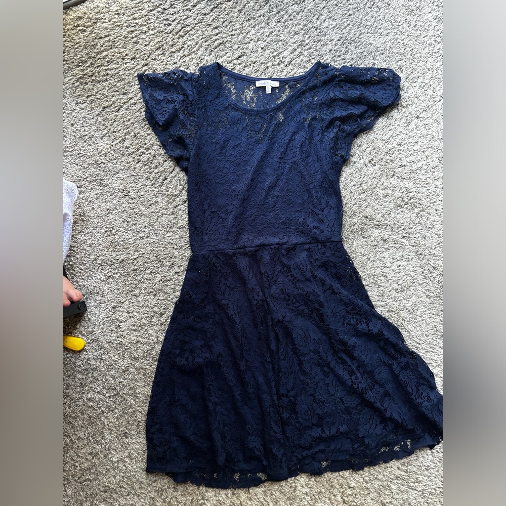 Navy blue floral lace dress